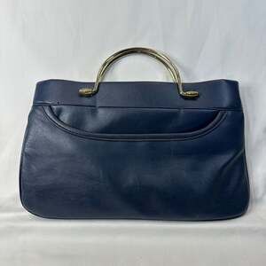 Vintage Stylecraft Miami Handbag Shoulder Strap or Top Handles Navy Blue Leather